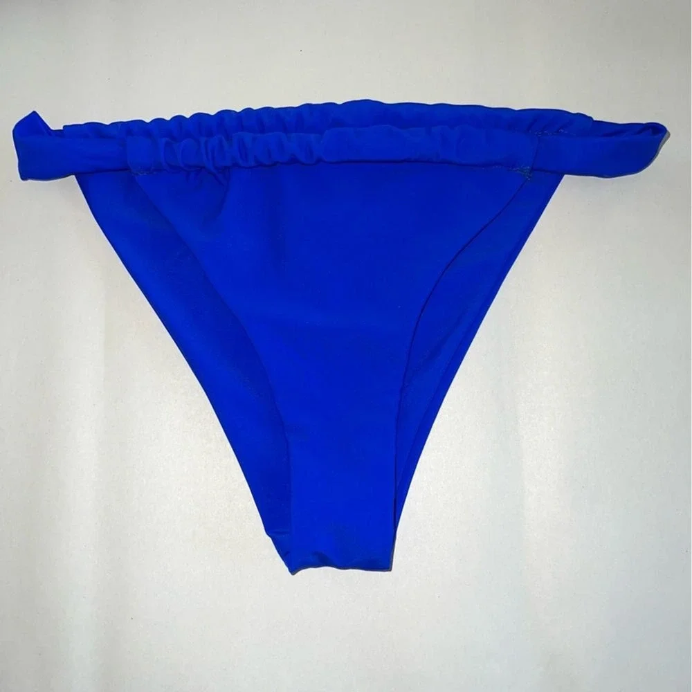 Hilinker Ruched Bikini Size S Blue Criss Cross Back High Cut‎ 2 Pc Swimsuit NWT
